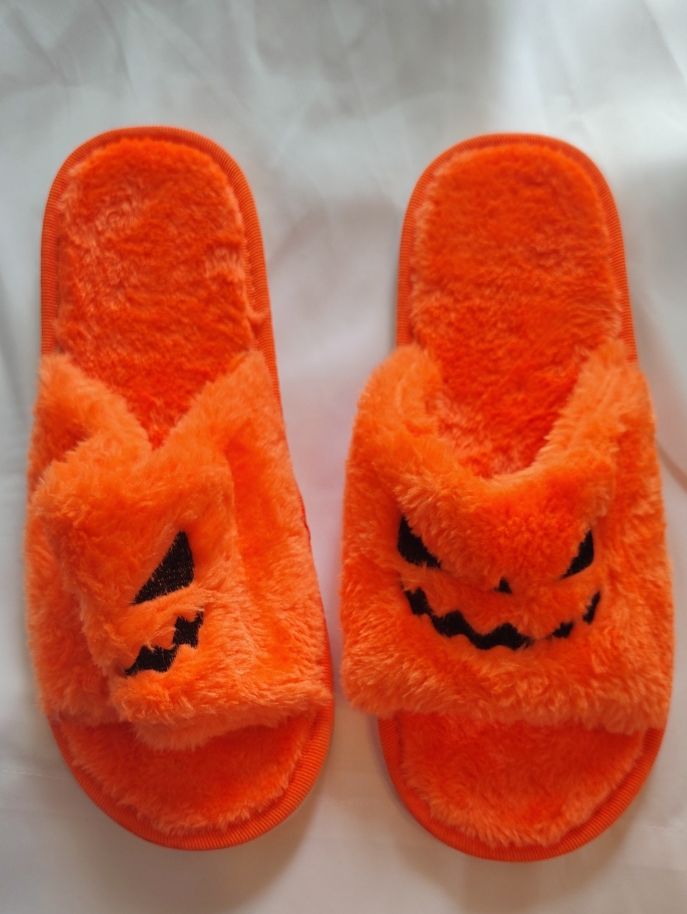 Plush Orange Women's Halloween Pumpkin Slippers